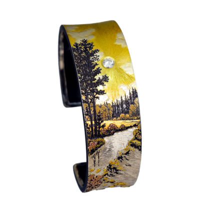 B234 Cuff Style 'Mountain Creek with Beaver Dam' Bracelet