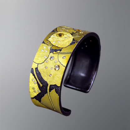 B244 Cuff Style Bracelet: 'Aspen Leaves Connecting to Earth after the Rain' - Image 2