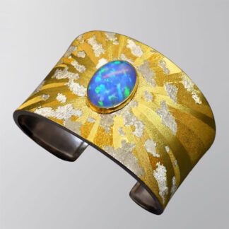 Gold Cuff Opal in the Sky - Rainbow in the Clouds