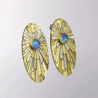 Earrings with 14k gold posts opal in the sky