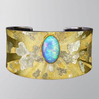 B267 Opal in the Sky - Rainbow in the Clouds Cuff Style Bracelet