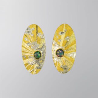 Earrings with 14k gold posts “Opal in the Sky - Rainbow in the Clouds
