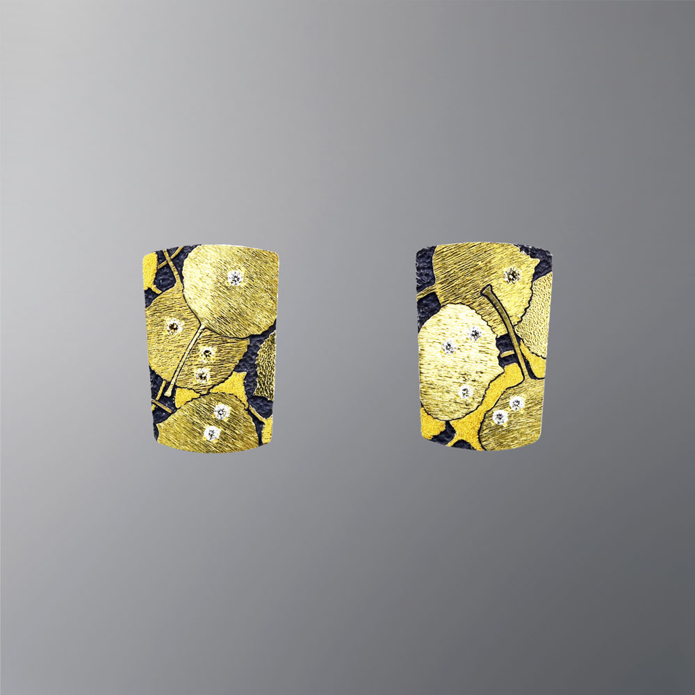 E895 Earrings “Aspen Leaves Connecting to Earth Glittering in the Sun”