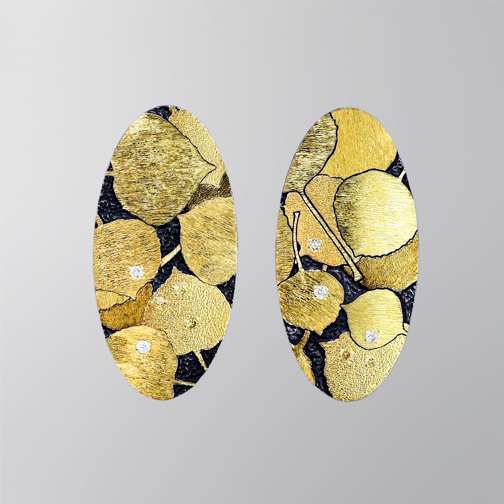 E897 Earrings “Aspen Leaves Connecting to Earth Glittering in the Sun”