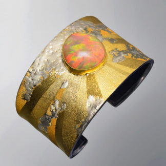 B280 Cuff style bracelet “Opal in the Sky - Rainbow in the Clouds"
