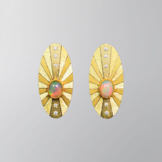 E934 Earrings with 14k gold posts “Radial Abstract”