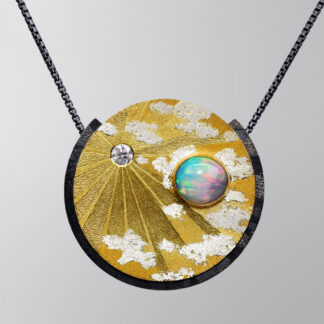 P197 Pendant “Opal in the Sky - Rainbow in the Clouds”