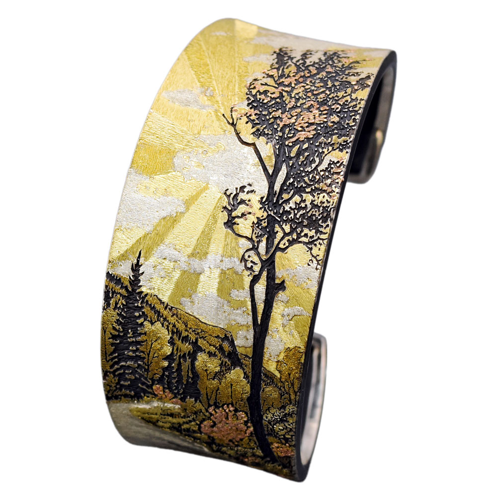 B277 Cuff style bracelet “Windy Day with Clouds”