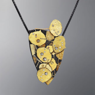 PB116 Pendant Brooch Combination “Aspen Leaves Connecting to Earth after the Rain”